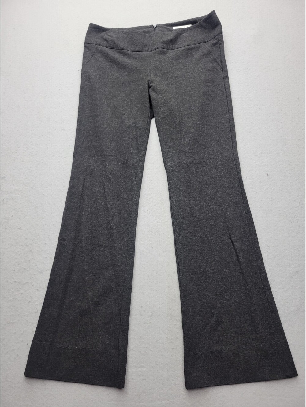 Cabi Women's Leggings Size 10 Grey Compression Rayon Blend Zip Pockets Flared